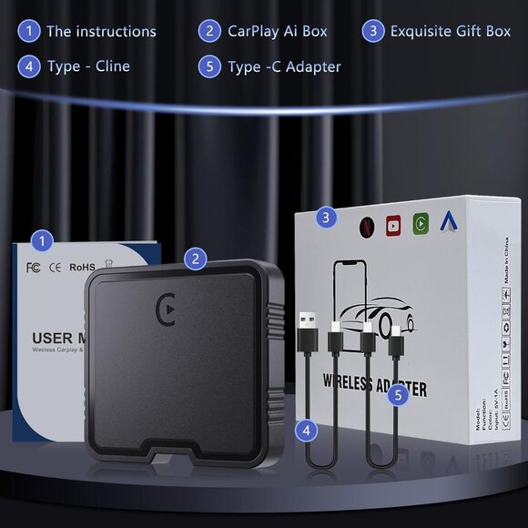 Wireless CarPlay Adapter, Car Play Adapter with Netflix/YouTube - Picture 3 of 9